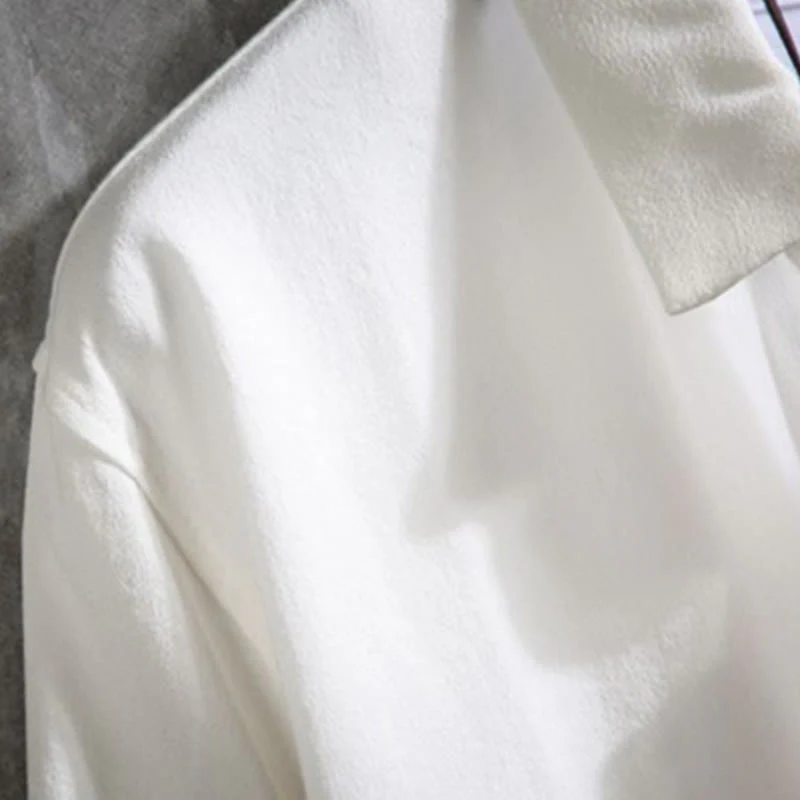 Camicia da uomo con maniche a tre quarti e bottoni frontali casual in tinta unita Buddha Stones - Image 4