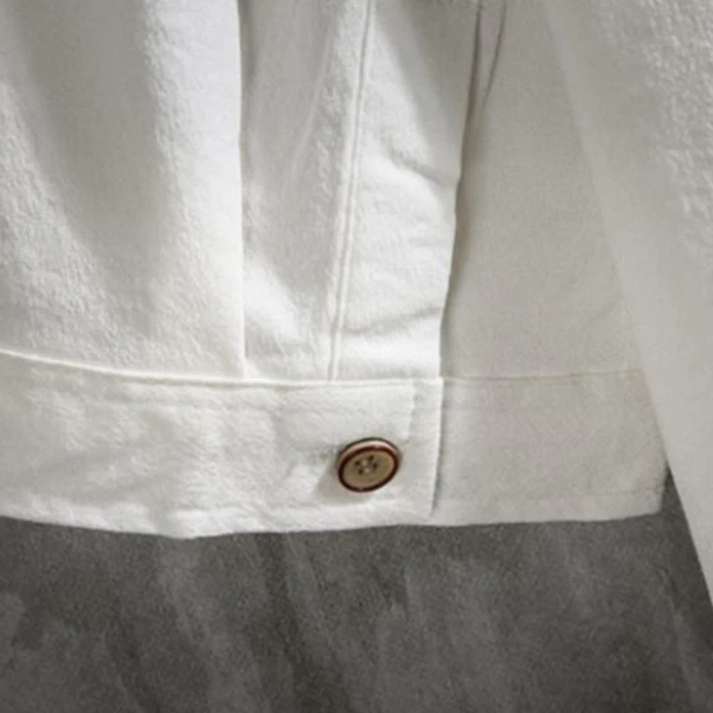 Camicia da uomo con maniche a tre quarti e bottoni frontali casual in tinta unita Buddha Stones - Image 9