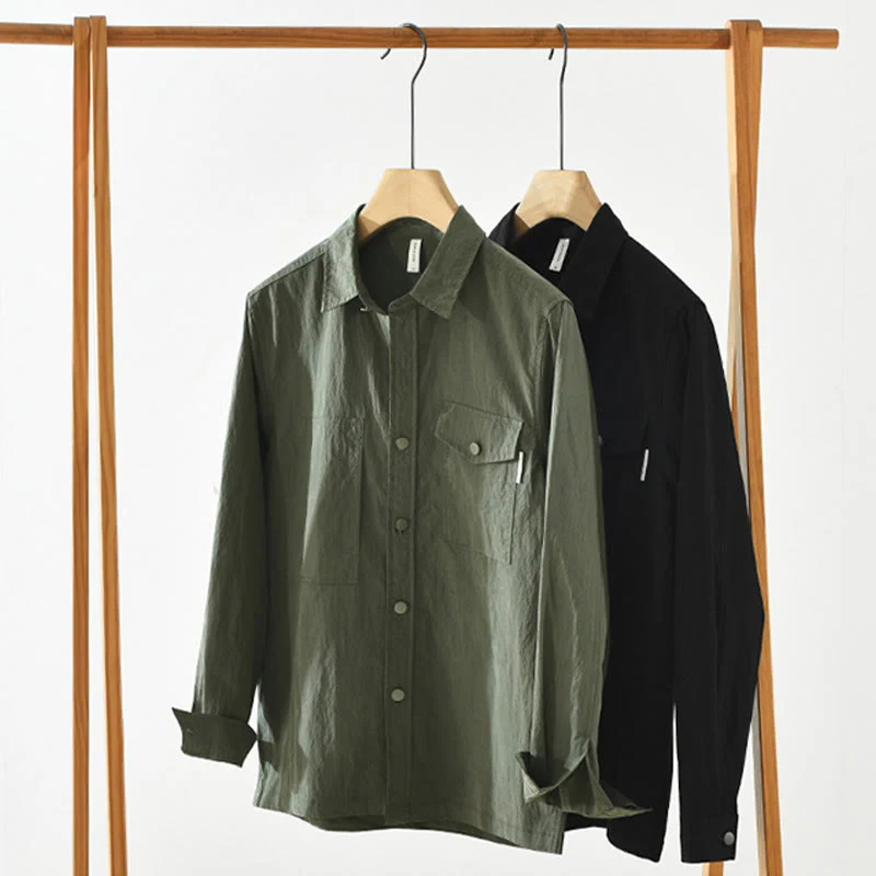 Camicia da uomo con tasche, maniche lunghe e bottoni, design semplice, motivo Buddha Stones Daily - Image 17
