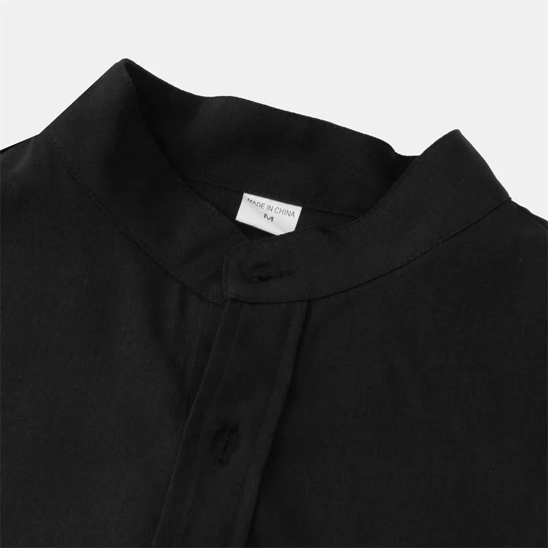 Camicia da uomo estiva Buddha Stones con bottoni, manica corta, in cotone tinta unita e tasca - Image 10