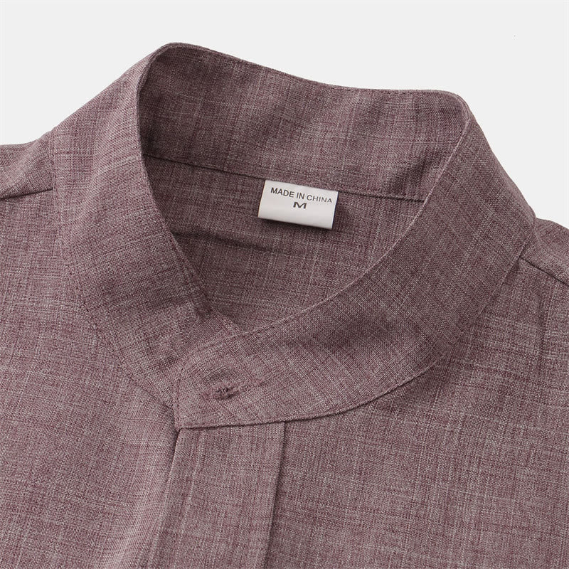 Camicia da uomo estiva Buddha Stones con bottoni, manica corta, in cotone tinta unita e tasca - Image 17