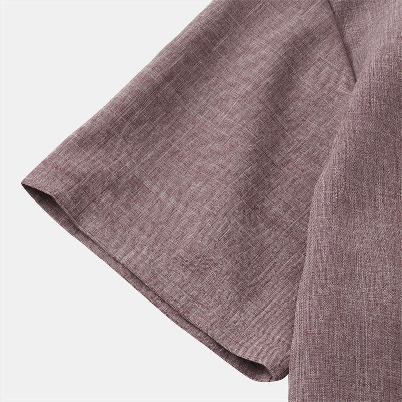 Camicia da uomo estiva Buddha Stones con bottoni, manica corta, in cotone tinta unita e tasca - Image 18