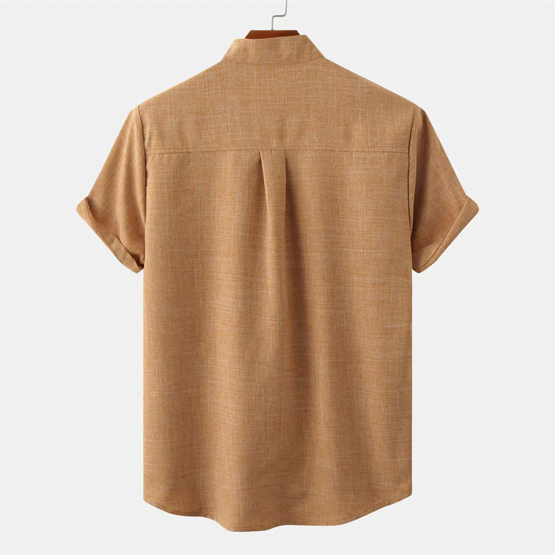 Camicia da uomo estiva Buddha Stones con bottoni, manica corta, in cotone tinta unita e tasca - Image 23