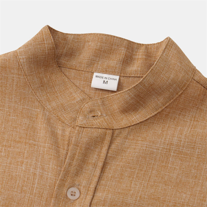 Camicia da uomo estiva Buddha Stones con bottoni, manica corta, in cotone tinta unita e tasca - Image 25