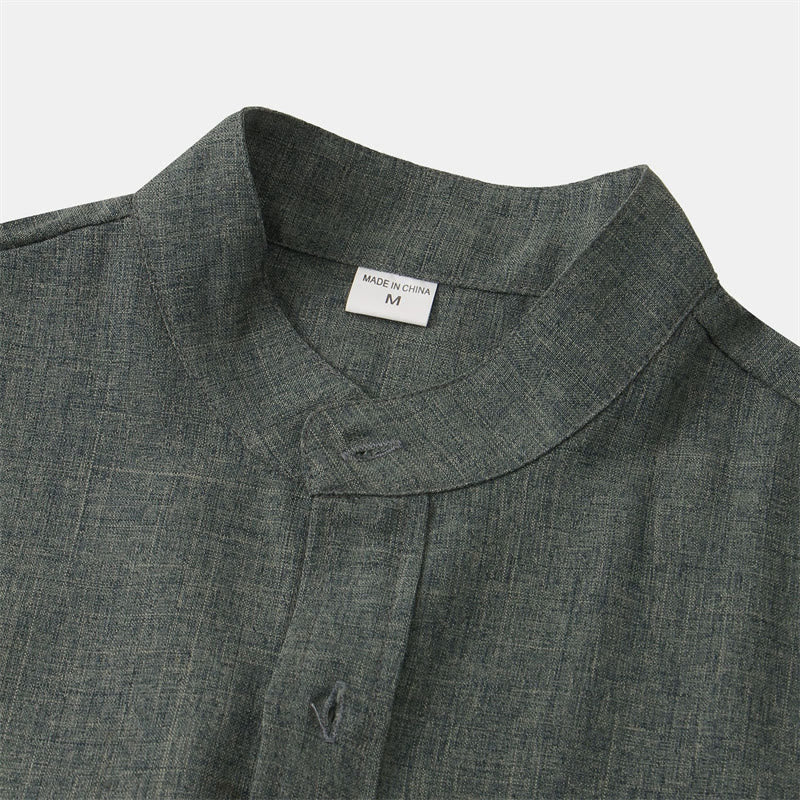 Camicia da uomo estiva Buddha Stones con bottoni, manica corta, in cotone tinta unita e tasca - Image 31