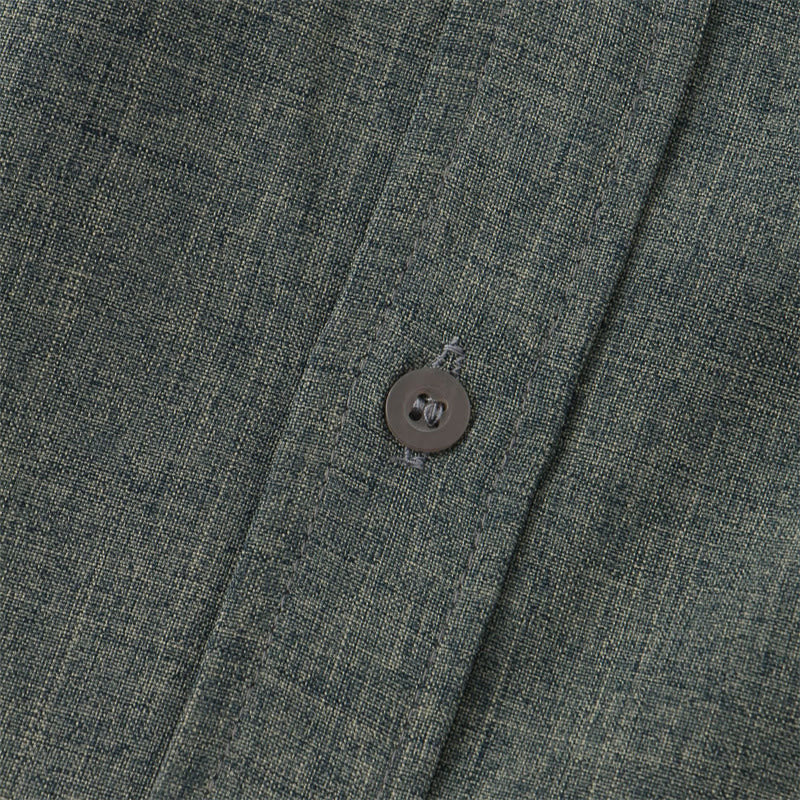Camicia da uomo estiva Buddha Stones con bottoni, manica corta, in cotone tinta unita e tasca - Image 33