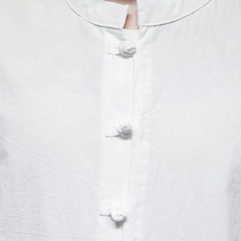 Camicia da uomo in cotone a mezza manica con motivo Buddha Stones, tinta unita - Image 10