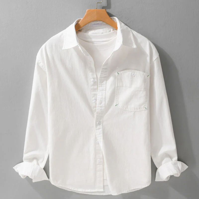 Camicia da uomo in cotone con colletto alla coreana, maniche lunghe, bottoni e tasca decorativa, motivo Buddha Stones - Image 16