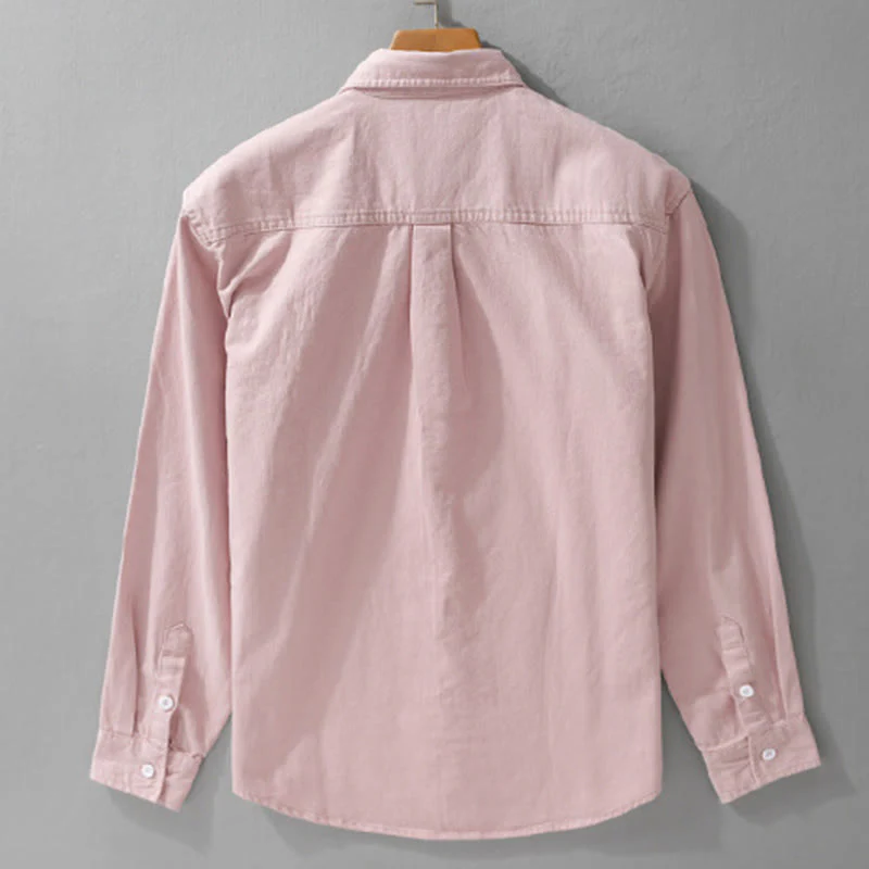Camicia da uomo in cotone con colletto alla coreana, maniche lunghe, bottoni e tasca decorativa, motivo Buddha Stones - Image 3