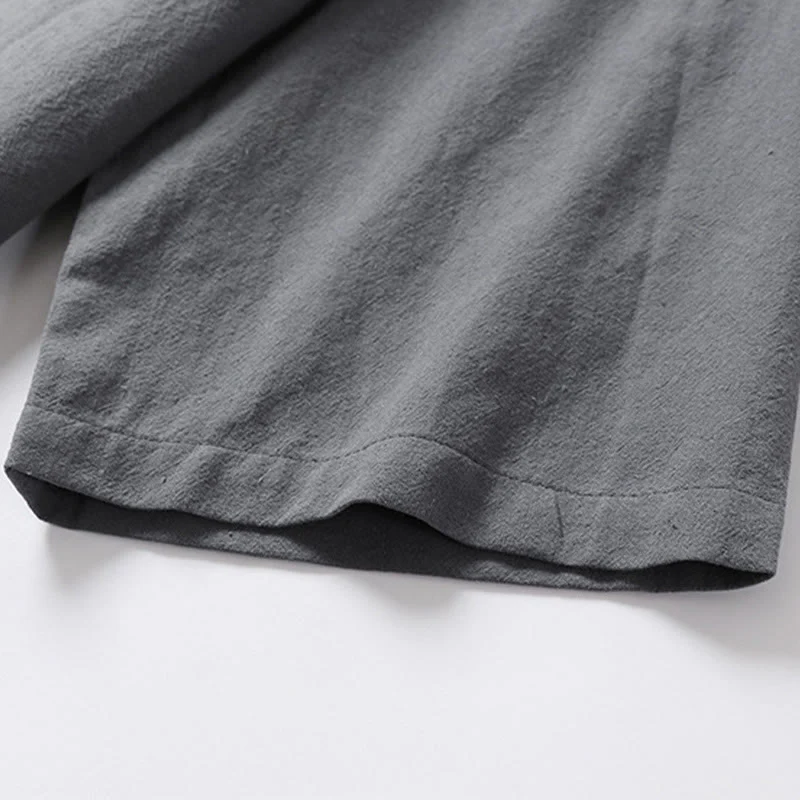 Camicia da uomo in cotone con maniche a tre quarti, casual, tinta unita, due bottoni , Buddha Stones - Image 12