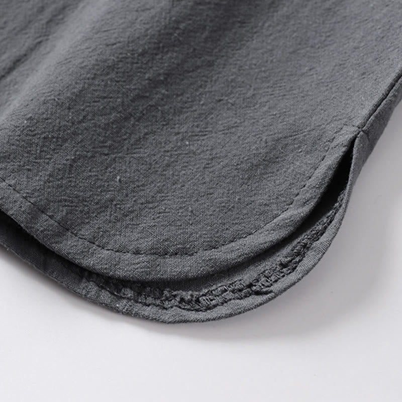Camicia da uomo in cotone con maniche a tre quarti, casual, tinta unita, due bottoni , Buddha Stones - Image 13