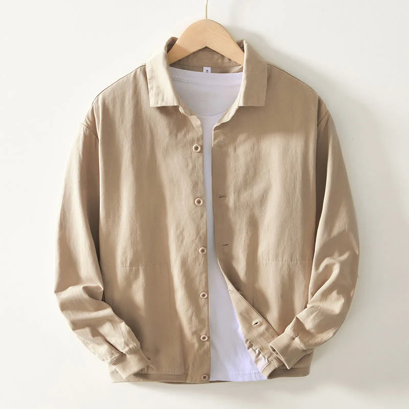 Camicia da uomo in cotone con maniche lunghe e bottoni, modello Buddha Stones Fall Solid, con tasche