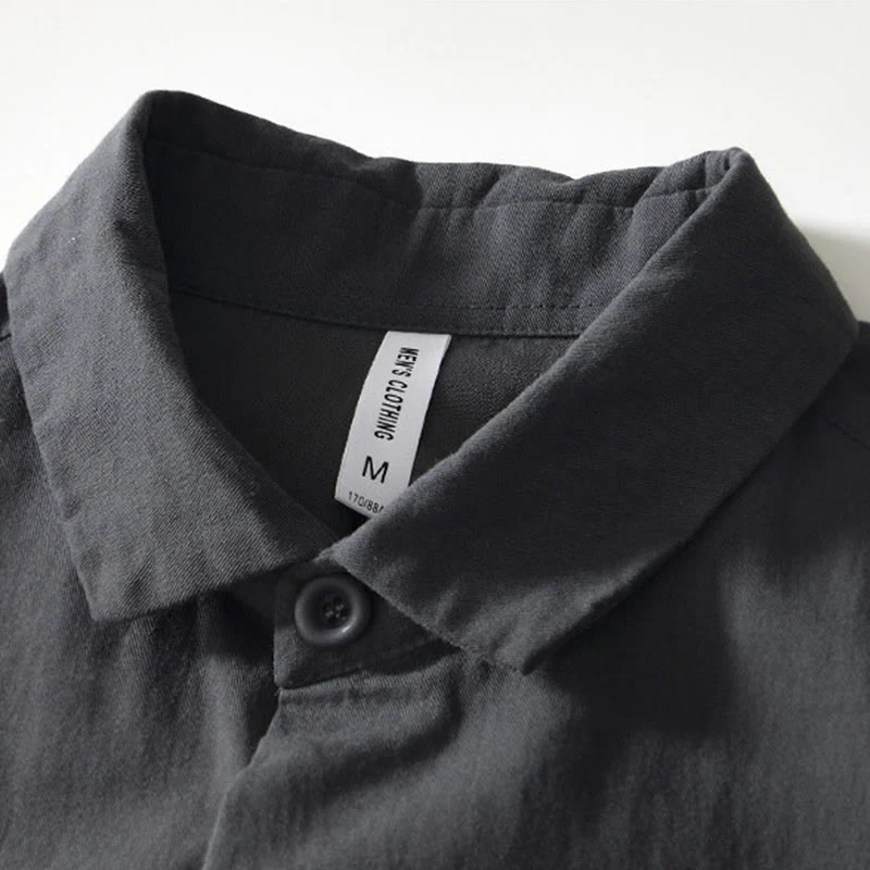 Camicia da uomo in cotone con maniche lunghe e bottoni, modello Buddha Stones Fall Solid, con tasche - Image 17