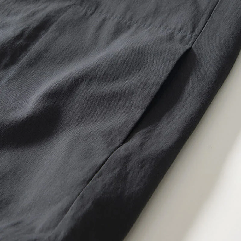 Camicia da uomo in cotone con maniche lunghe e bottoni, modello Buddha Stones Fall Solid, con tasche - Image 19