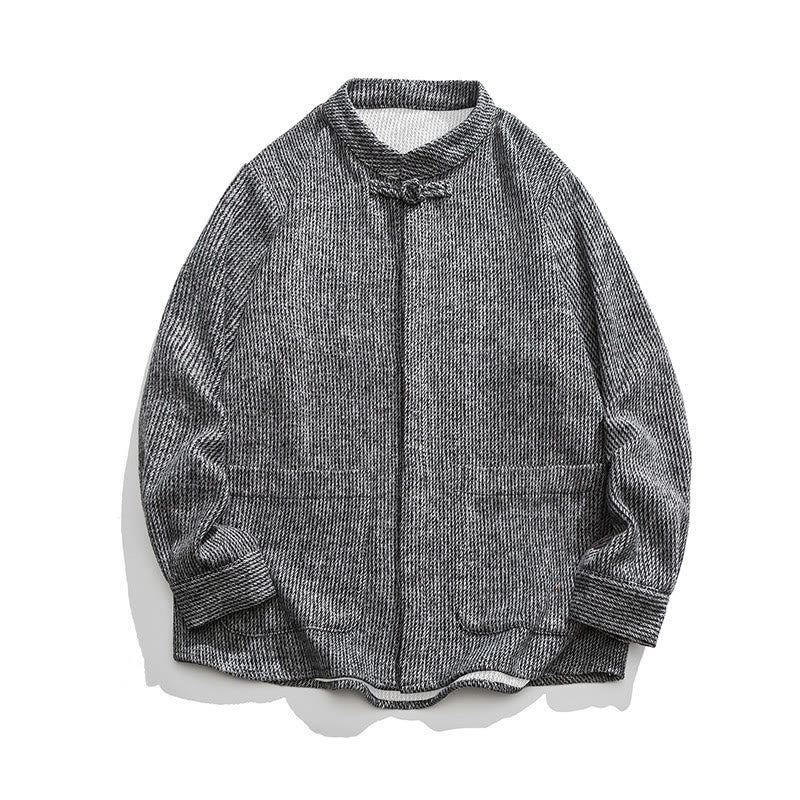 Camicia da uomo in cotone con tasche e maniche lunghe con bottoni a rana e motivo Buddha Stones - Image 22