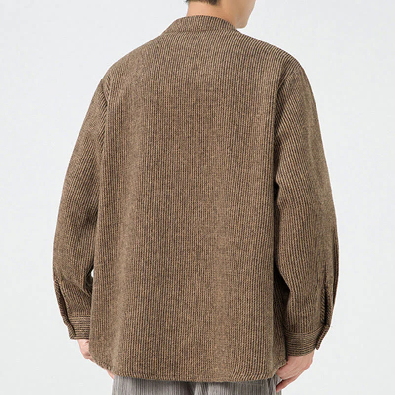 Camicia da uomo in cotone con tasche e maniche lunghe con bottoni a rana e motivo Buddha Stones - Image 52