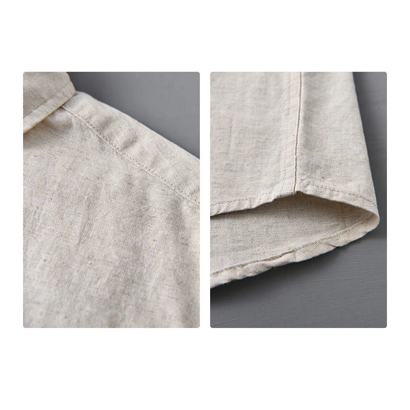 Camicia da uomo in cotone confortevole a maniche lunghe con colletto rovesciato e tasca, colore puro , Buddha Stones - Image 10