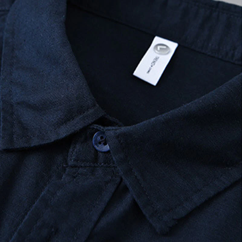 Camicia da uomo in cotone confortevole a maniche lunghe con colletto rovesciato e tasca, colore puro , Buddha Stones - Image 38