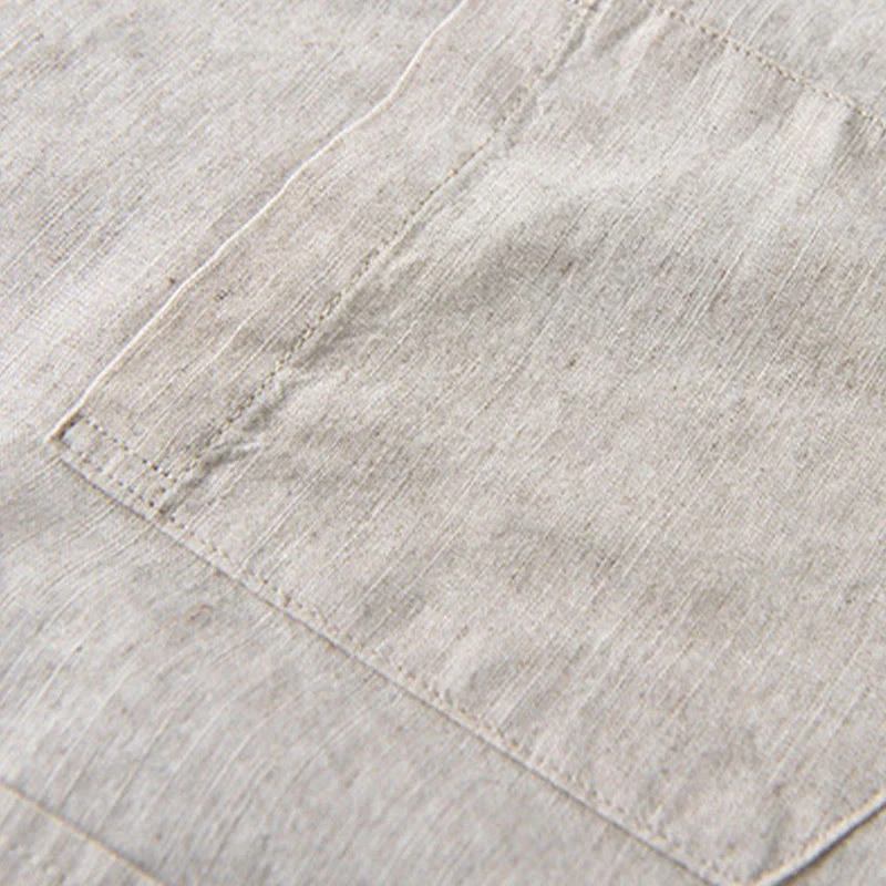 Camicia da uomo in cotone confortevole a maniche lunghe con colletto rovesciato e tasca, colore puro , Buddha Stones - Image 8
