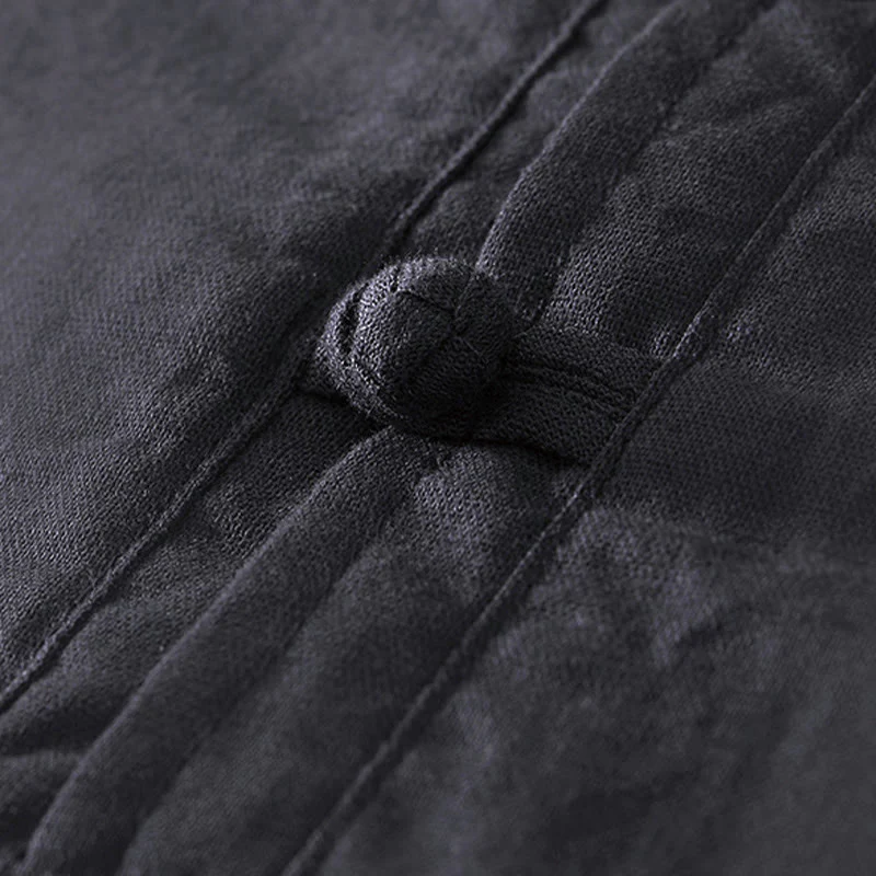Camicia da uomo in cotone e lino con bottoni a mezza manica, modello Buddha Stones, morbida e semplice, con scollo a giro e bottoni a rana - Image 13