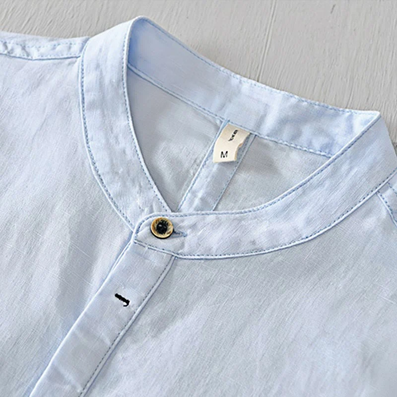 Camicia da uomo in cotone e lino con maniche corte e bottoni, motivo Buddha Stones , semplice e casual - Image 12