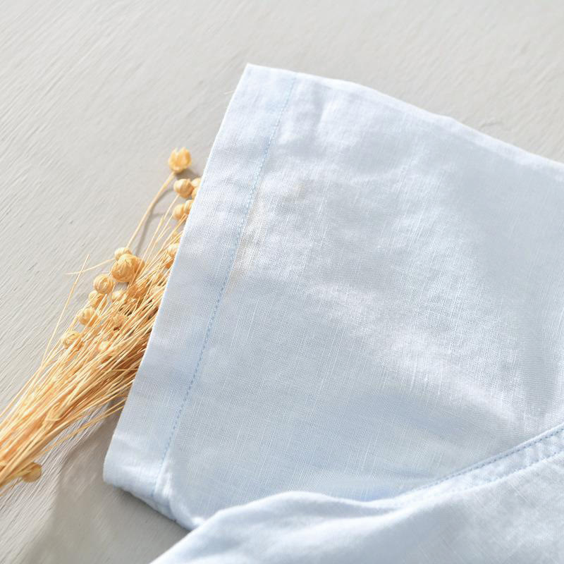 Camicia da uomo in cotone e lino con maniche corte e bottoni, motivo Buddha Stones , semplice e casual - Image 15