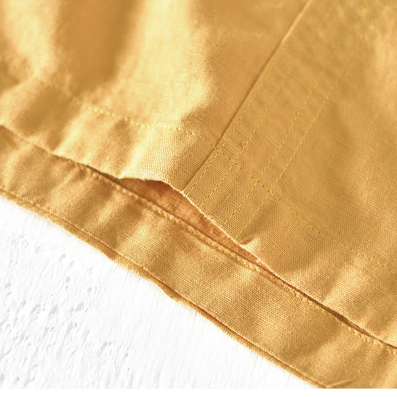 Camicia da uomo in cotone e lino con mezza abbottonatura e colletto alla coreana, manica corta, motivo Buddha Stones Summer - Image 19