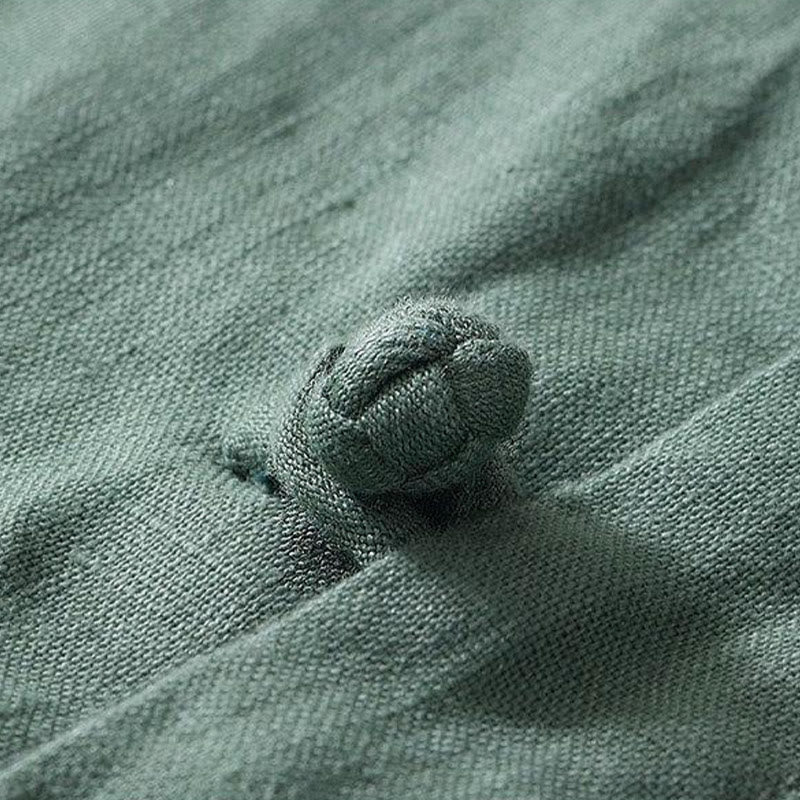 Camicia da uomo in lino a maniche corte con colletto alla coreana e bottoni a Buddha Stones Daily - Image 21