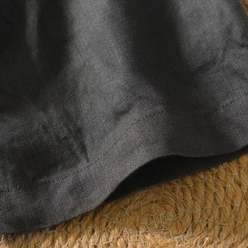 Camicia da uomo in lino a maniche corte con scollo a V e stampa Buddha Stones Casual - Image 20