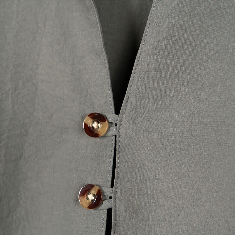 Camicia da uomo a maniche lunghe con bottoni in tinta unita Buddha Stones - Image 4