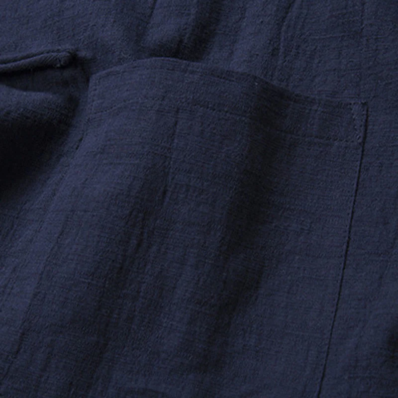 Camicia da uomo casual con bottoni a rana, tinta unita, motivo Buddha Stones - Image 15