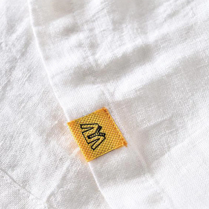 Camicia da uomo in lino con risvolto e mezza abbottonatura, a maniche corte, con design semplice, motivo Buddha Stones - Image 11