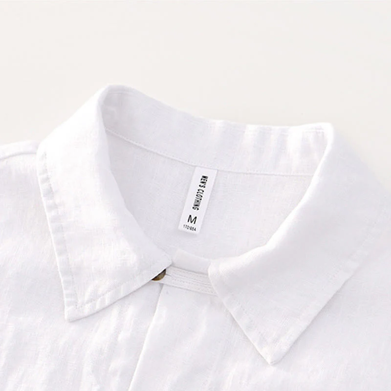 Camicia da uomo in lino con tasche e bottoni, a maniche corte , Buddha Stones - Image 11