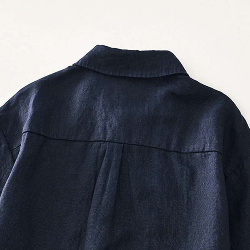 Camicia da uomo in lino con tasche e bottoni, a maniche corte , Buddha Stones - Image 18
