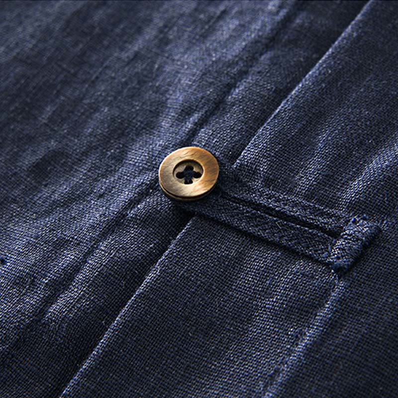 Camicia da uomo in lino con tasche e bottoni, a maniche corte , Buddha Stones - Image 19