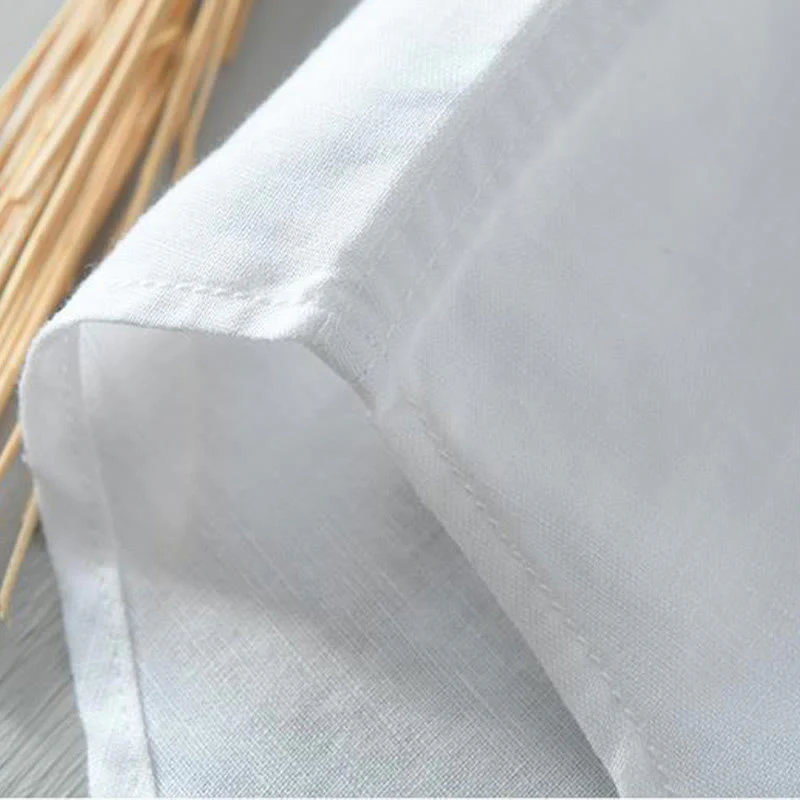 Camicia da uomo in lino e cotone con bottoni, a maniche corte, stile semplice, Buddha Stones - Image 10