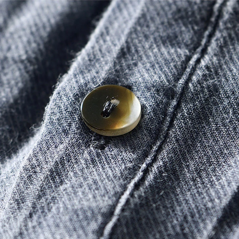 Camicia da uomo in lino ramiè con risvolto semplice e bottoni a metà, motivo Buddha Stones - Image 19
