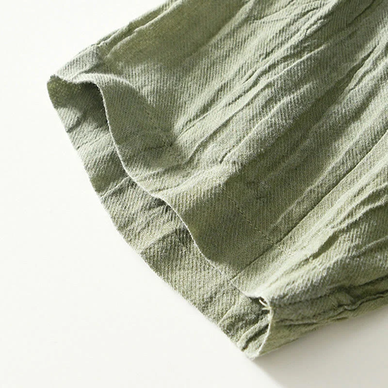 Camicia da uomo in lino ramiè con risvolto semplice e bottoni a metà, motivo Buddha Stones - Image 23