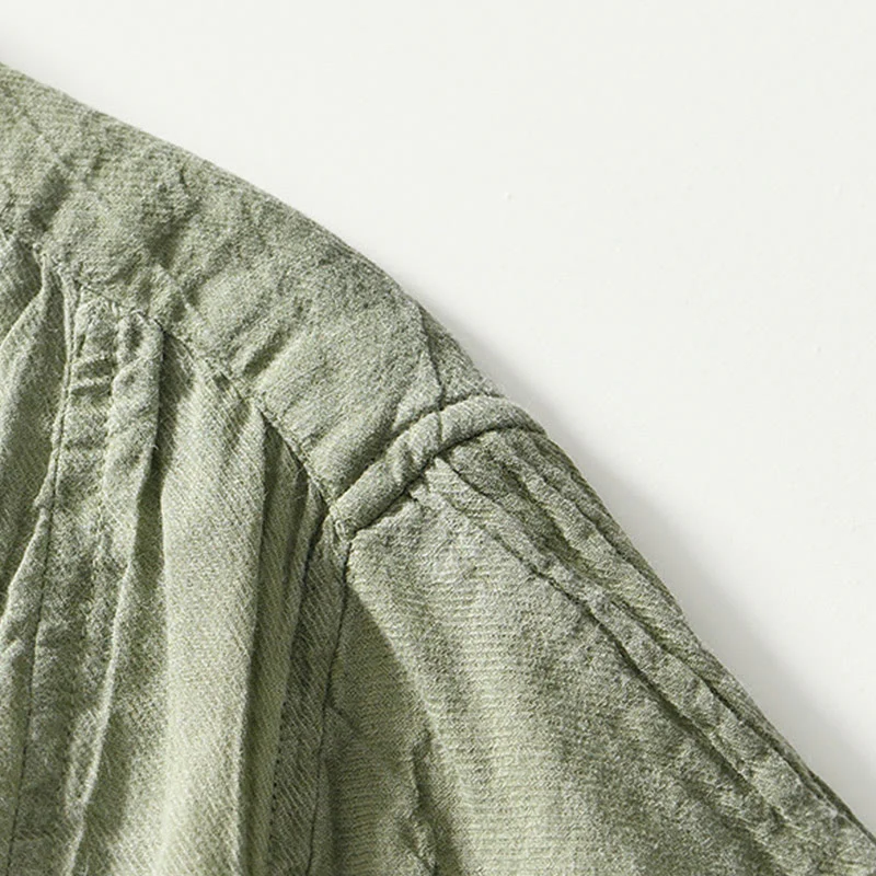 Camicia da uomo in lino ramiè con risvolto semplice e bottoni a metà, motivo Buddha Stones - Image 24