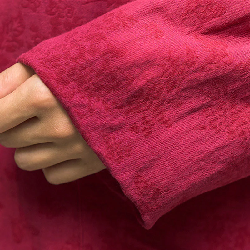 Camicia e pantaloni da donna in cotone jacquard a maniche lunghe con bottoni a rana e tasche Buddha Stones - Image 13