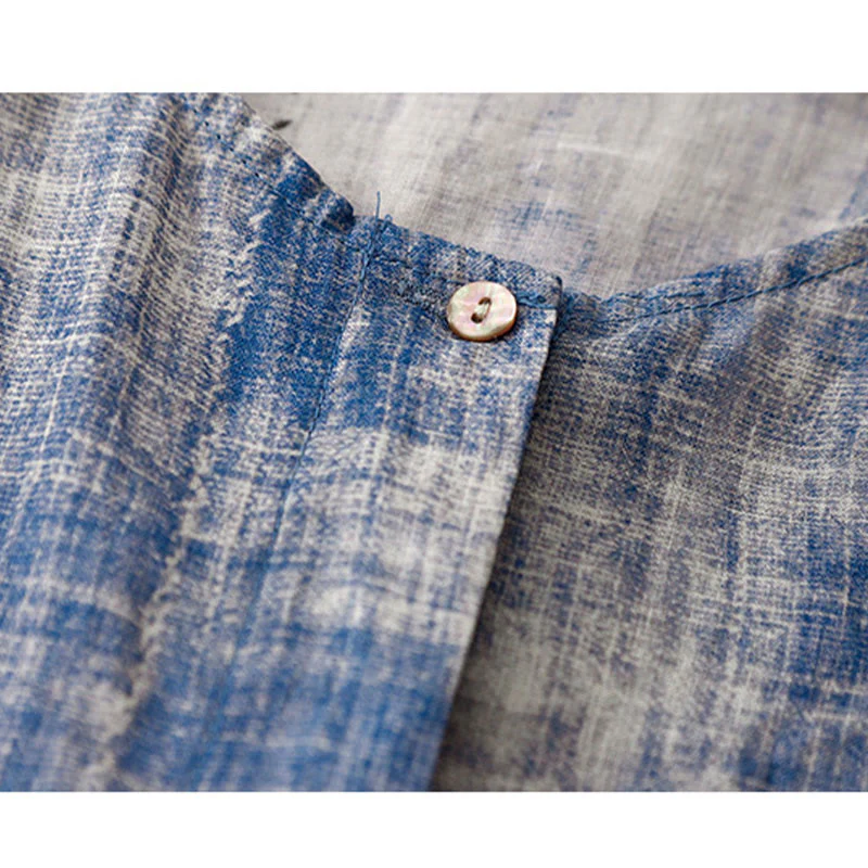 Camicia in cotone a maniche lunghe con bottoni tie-dye Buddha Stones - Image 11