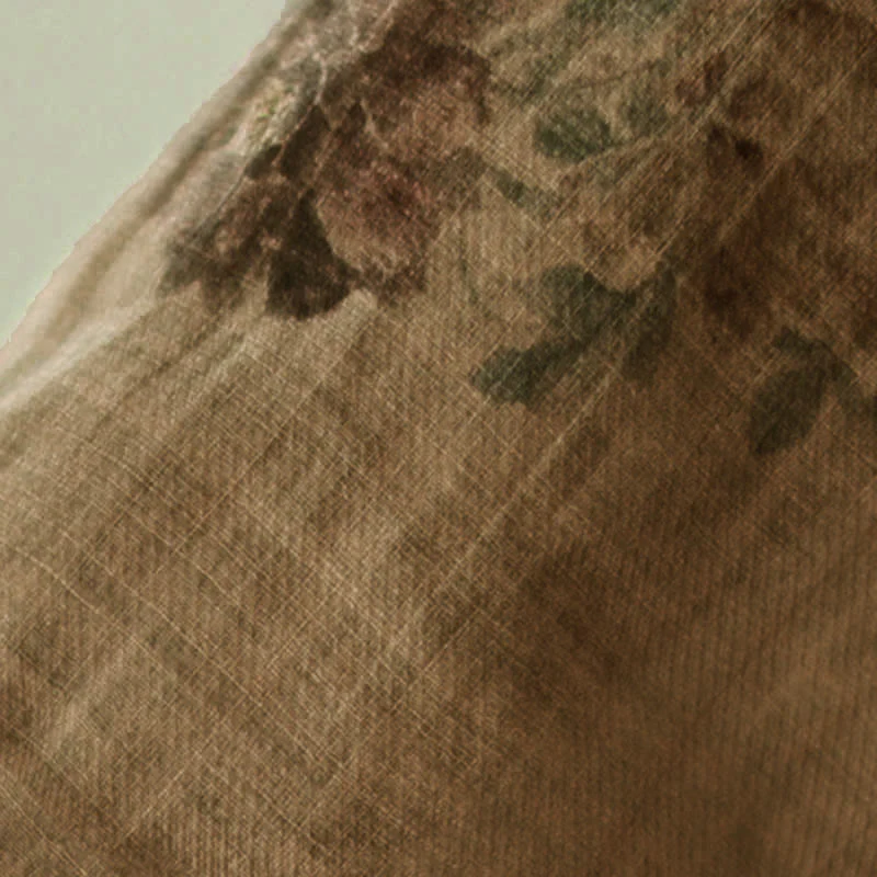 Camicia con stampa di fiori viola e bottoni a forma di rana, motivo Buddha Stones - Image 10
