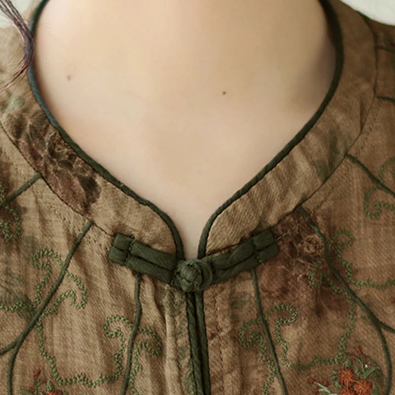 Camicia con stampa di fiori viola e bottoni a forma di rana, motivo Buddha Stones - Image 9