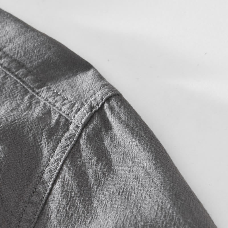Camicie da uomo in cotone a maniche lunghe con bottoni a tinta unita, modello Buddha Stones, primavera-autunno - Image 17