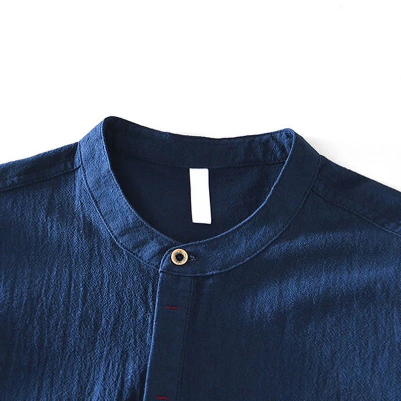 Camicie da uomo in cotone a maniche lunghe con bottoni a tinta unita, modello Buddha Stones, primavera-autunno - Image 18