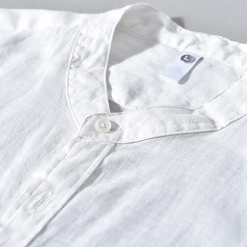 Camicie da uomo in lino con maniche lunghe e bottoni, semplici e autunnali, con Buddha Stones - Image 11