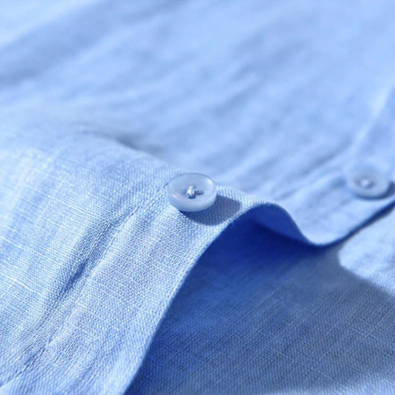 Camicie da uomo in lino con maniche lunghe e bottoni, semplici e autunnali, con Buddha Stones - Image 15
