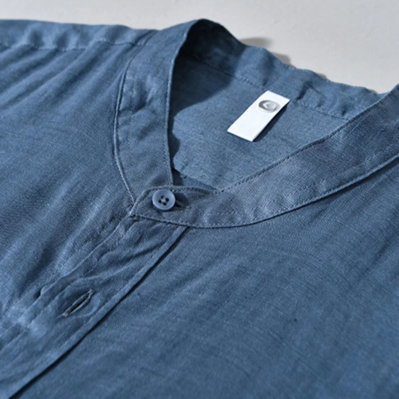 Camicie da uomo in lino con maniche lunghe e bottoni, semplici e autunnali, con Buddha Stones - Image 17