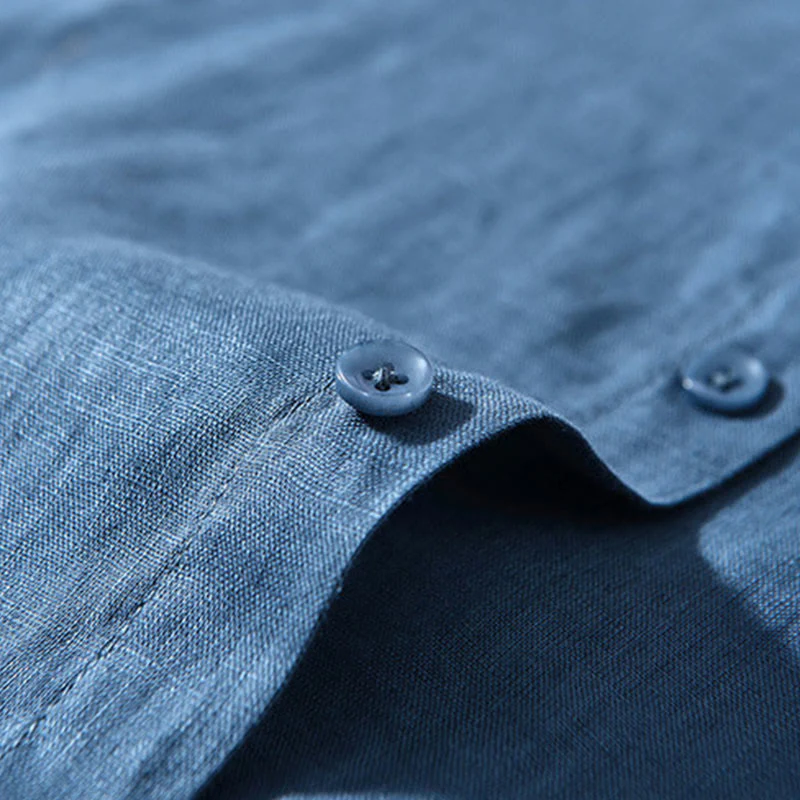 Camicie da uomo in lino con maniche lunghe e bottoni, semplici e autunnali, con Buddha Stones - Image 18