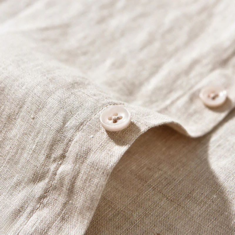 Camicie da uomo in lino con maniche lunghe e bottoni, semplici e autunnali, con Buddha Stones - Image 6